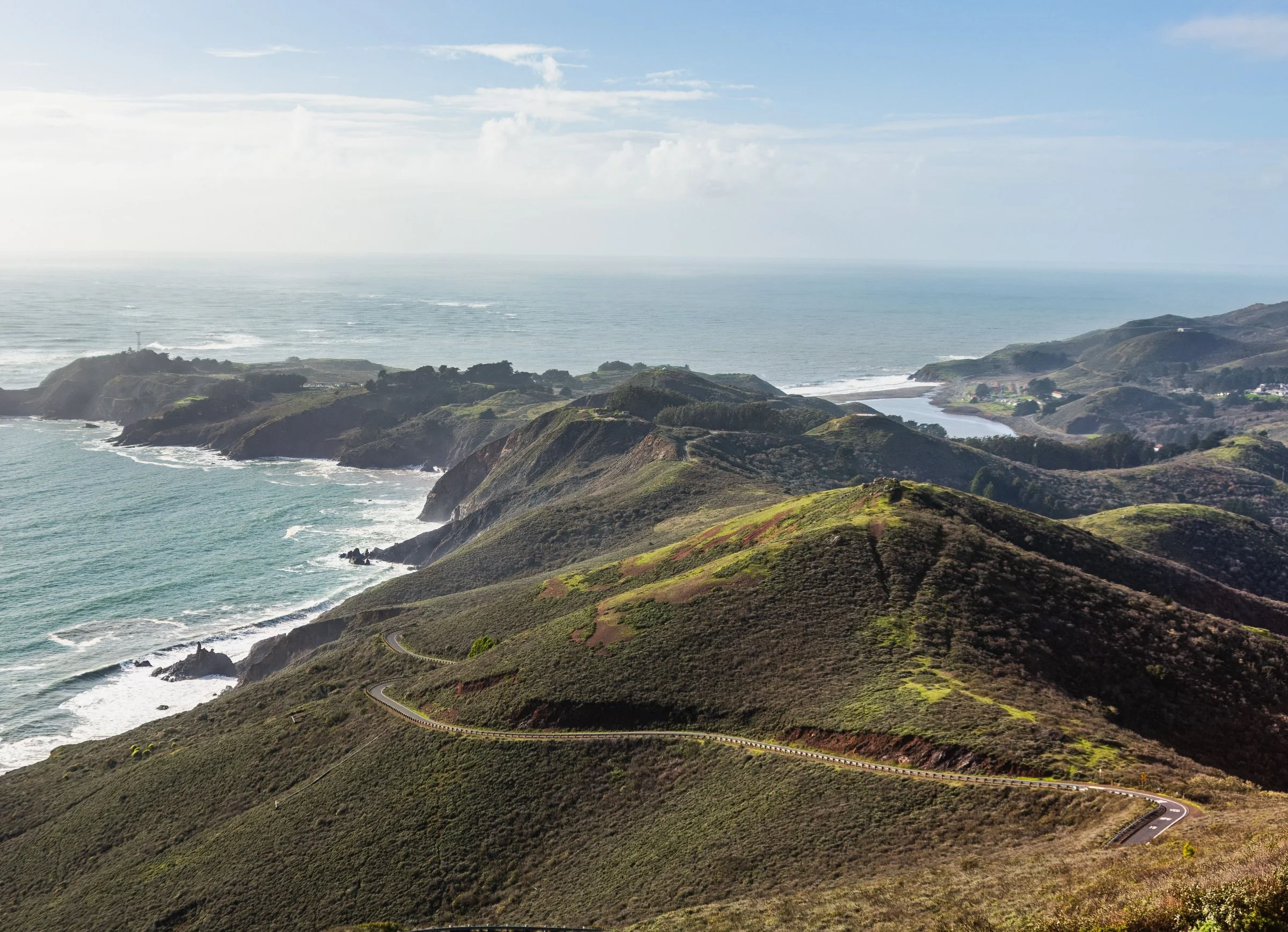 The Marin Headlands coastline winding above the Pacific